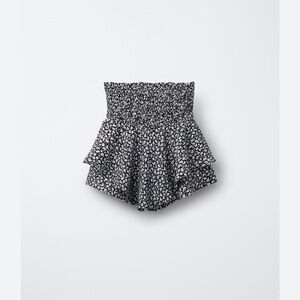 Zara Black and White Floral High Waist Skort Size 11-12